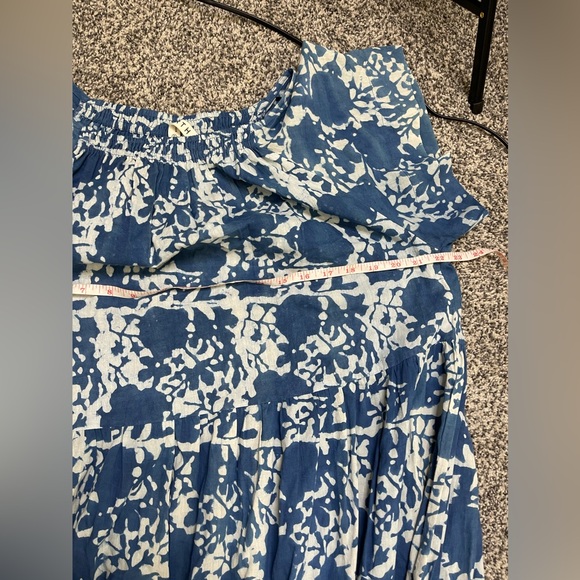 Mirth Caftans VIENNA MAXI DRESS in Blue Floral Sz XL Handcrafted in India Cotton - Picture 12 of 14